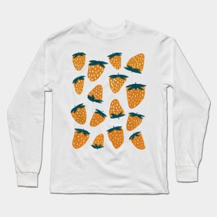 Organic summer strawberries orange and green Long Sleeve T-Shirt